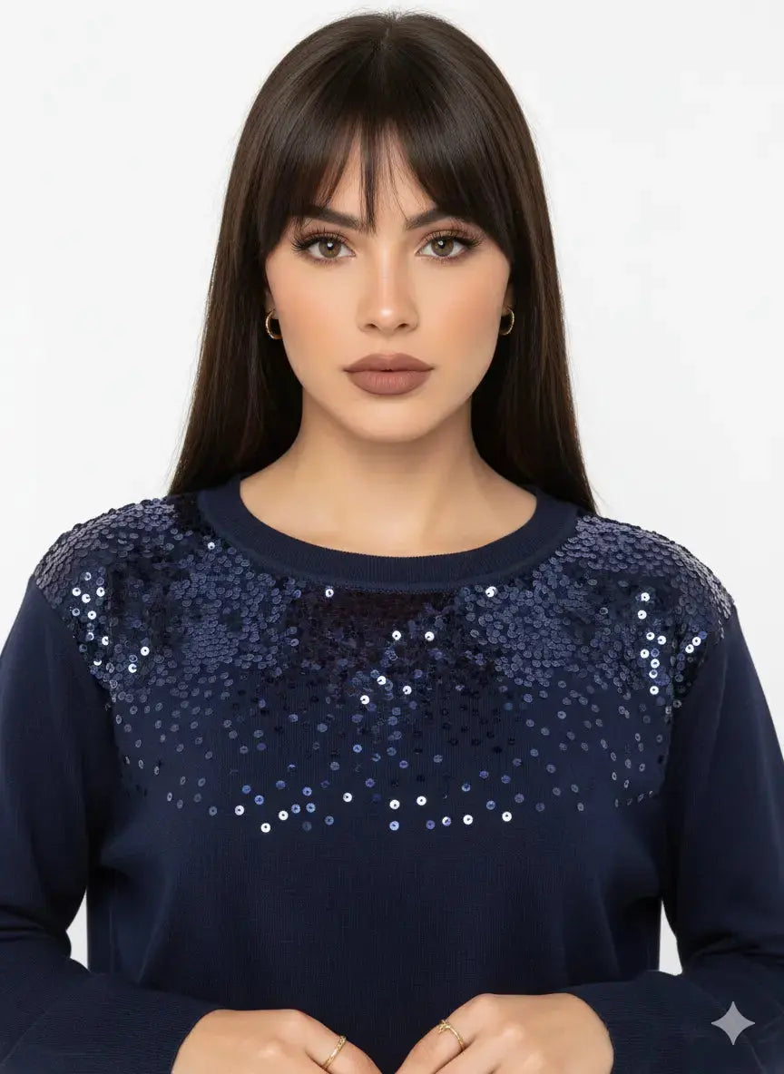 Girocollo con applicazione di paillettes DORABELLA
