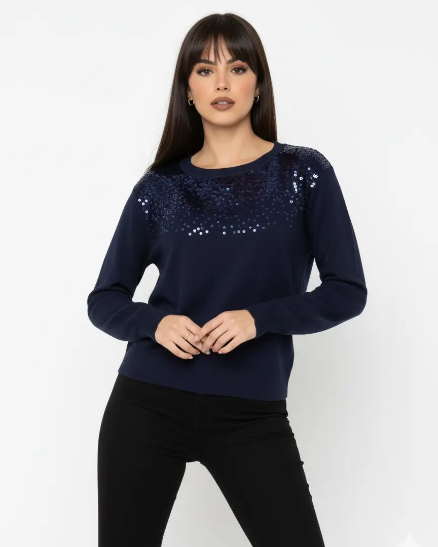 Girocollo con applicazione di paillettes DORABELLA