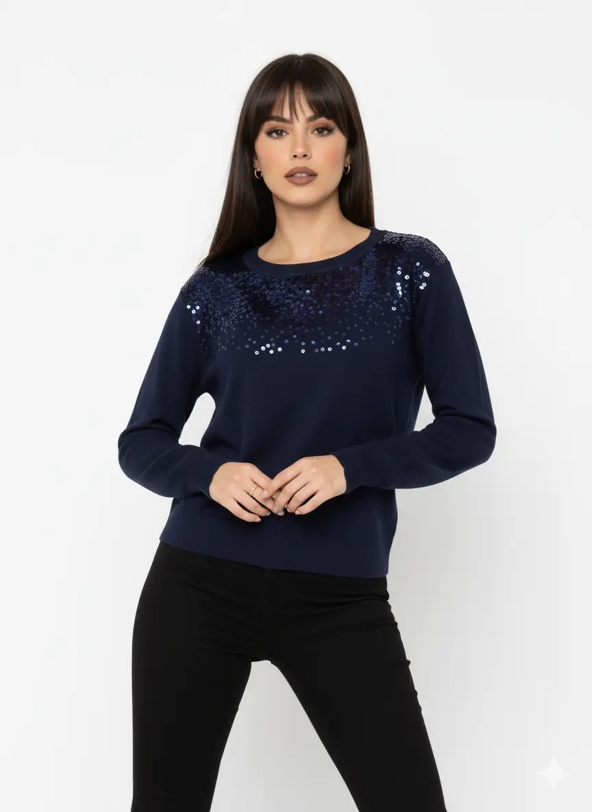 Girocollo con applicazione di paillettes DORABELLA