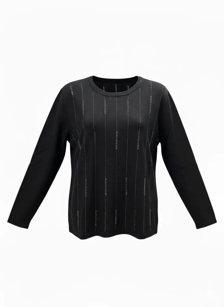 Girocollo con applicazioni DORABELLA PIU' 3XL (49) / Nero