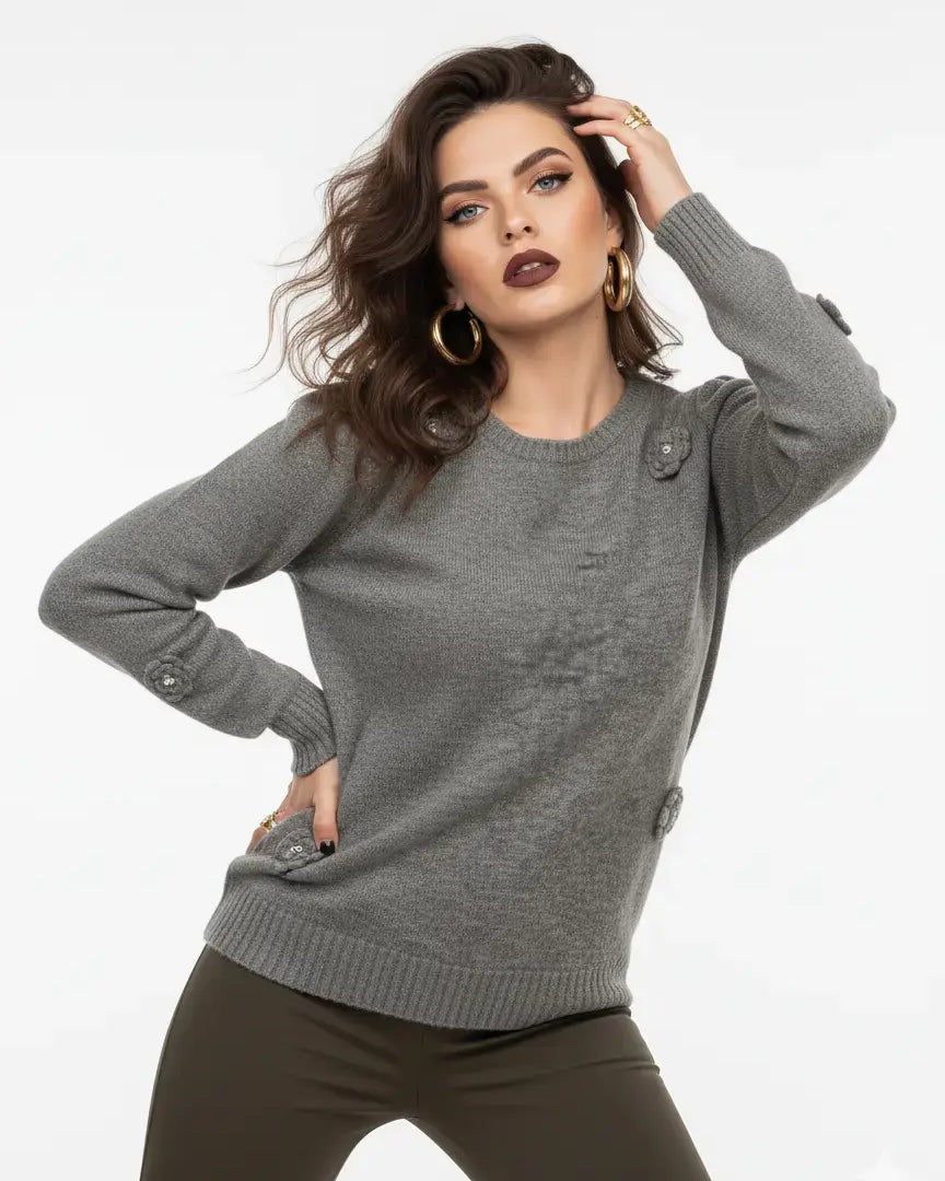 Girocollo con applicazioni fiori DORABELLA