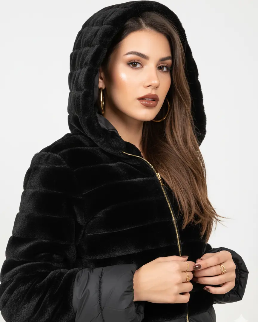 Giubbino bi-materiale con pelliccia DORABELLA