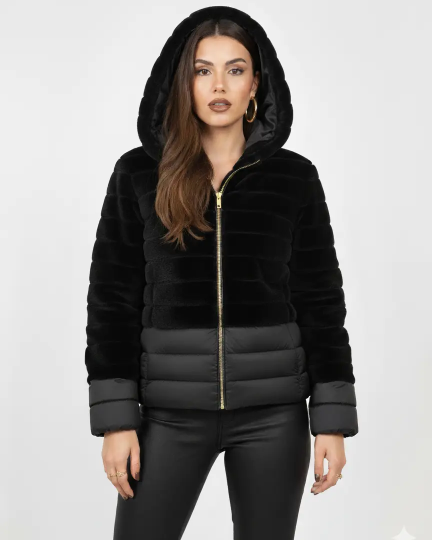 Giubbino bi-materiale con pelliccia DORABELLA