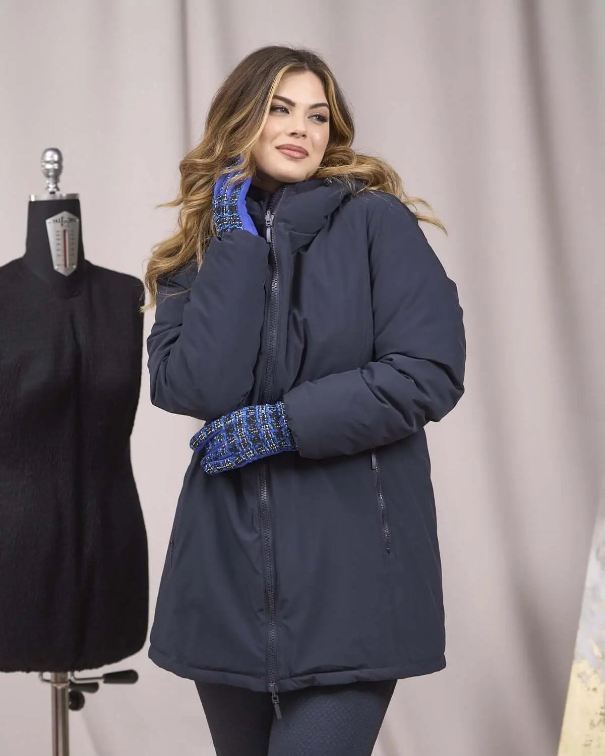 Giubbino con cappuccio e zip BLU DORABELLA XXL