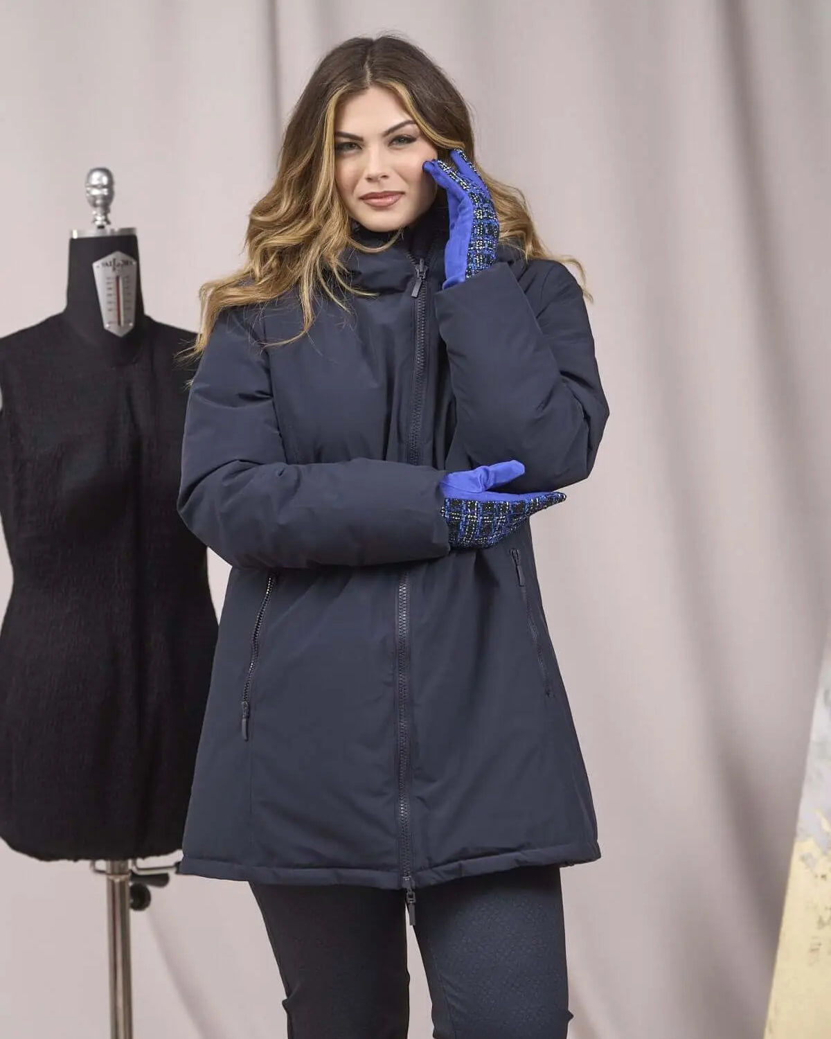 Giubbino con cappuccio e zip BLU DORABELLA