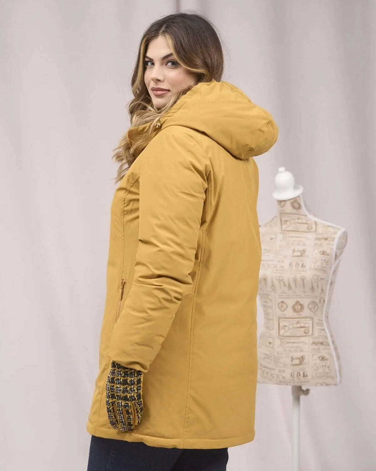 Giubbino con cappuccio e zip SENAPE DORABELLA