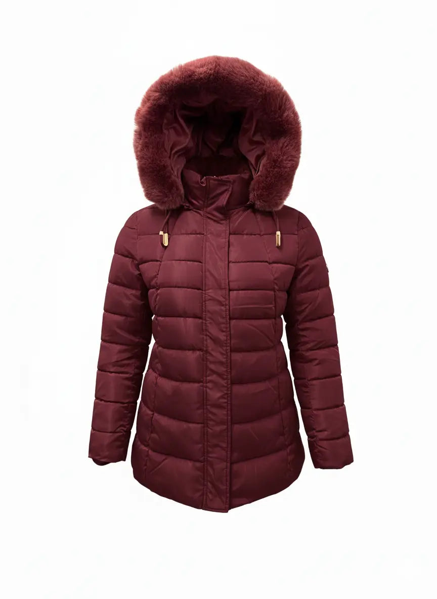 Giubbino con cappuccio removibile e inserto in pelliccia DORABELLA PIU'