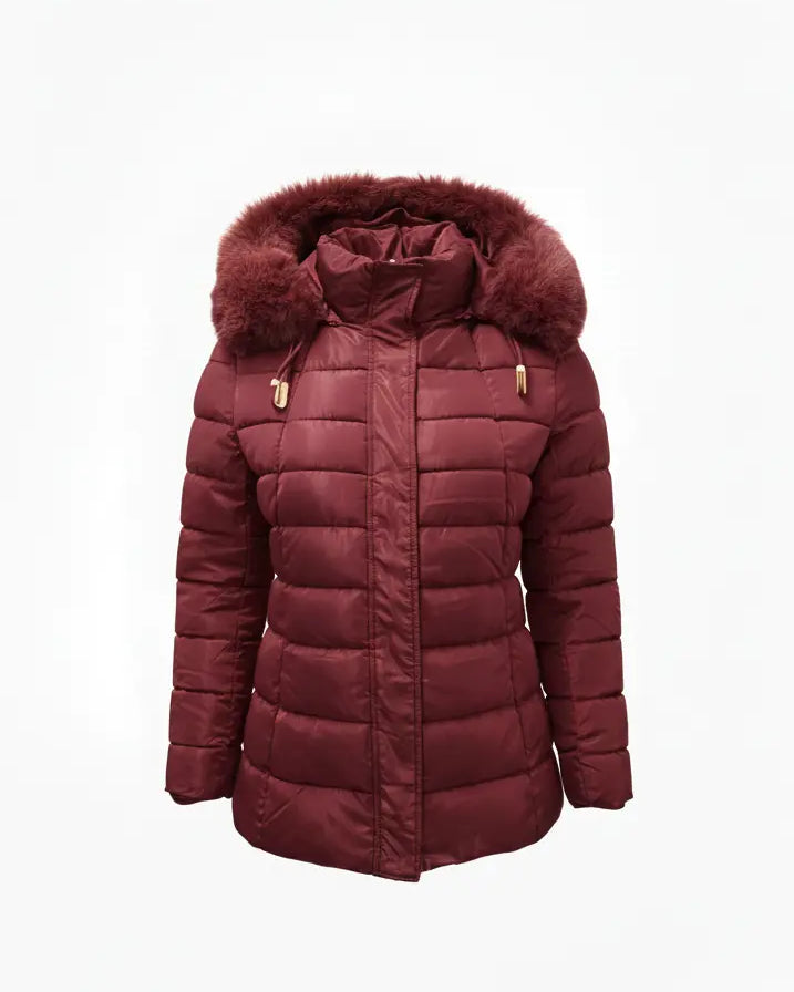 Giubbino con cappuccio removibile e inserto in pelliccia DORABELLA PIU'