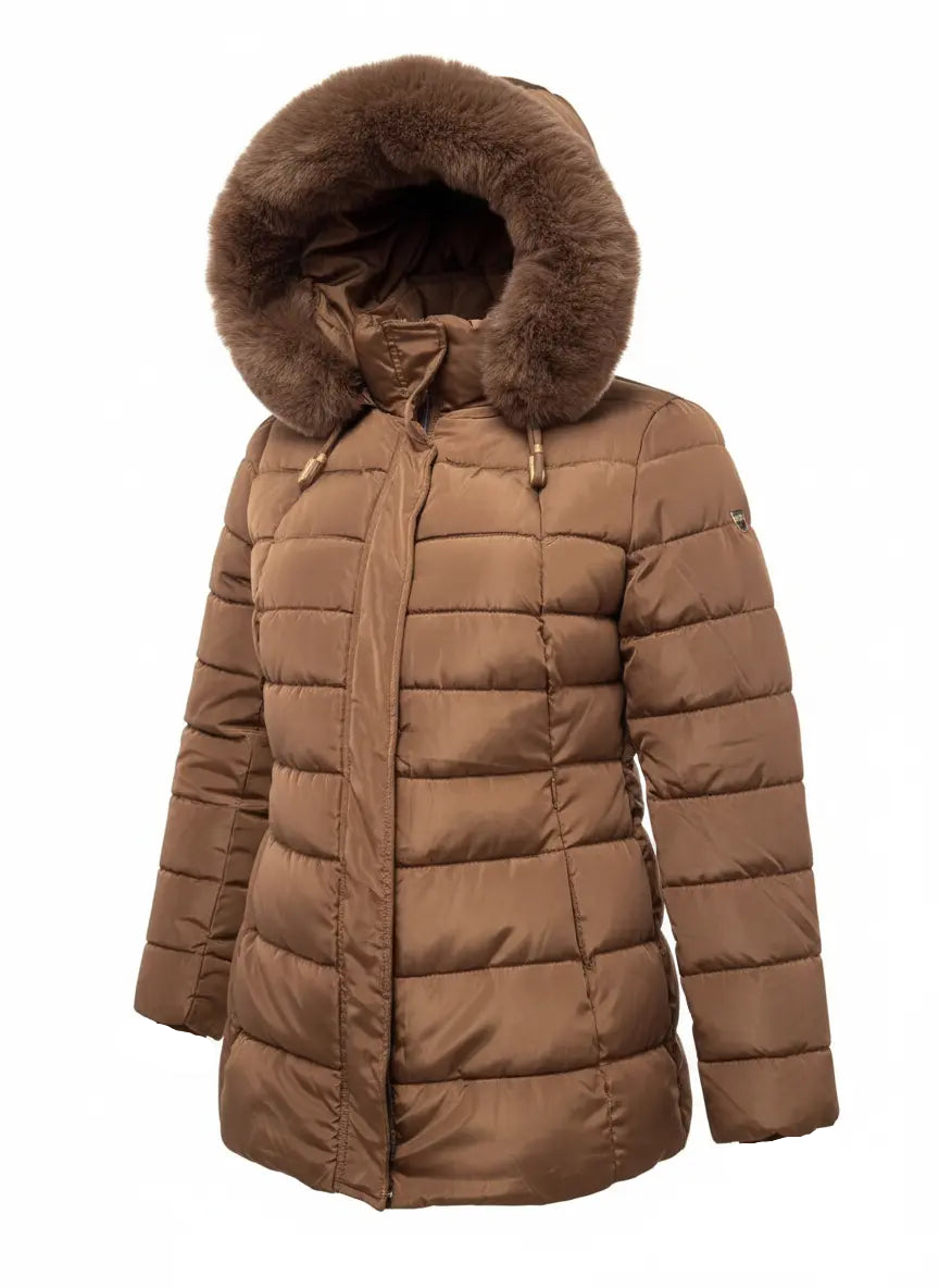 Giubbino con cappuccio removibile e inserto in pelliccia DORABELLA PIU'