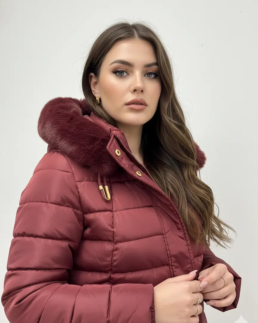 Giubbino con cappuccio removibile e inserto in pelliccia DORABELLA PIU'