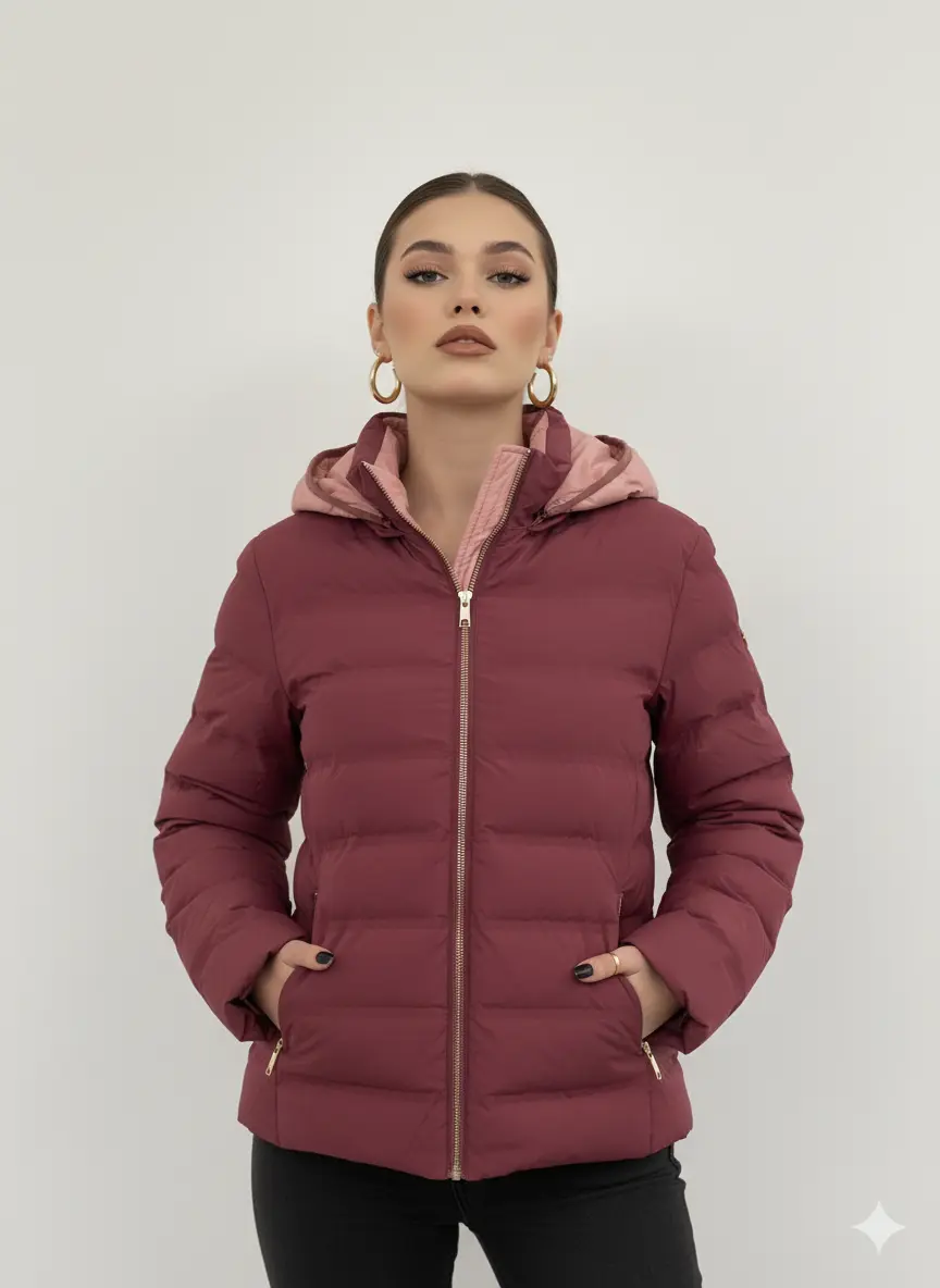 Giubbino corto con cappuccio e contrasto DORABELLA