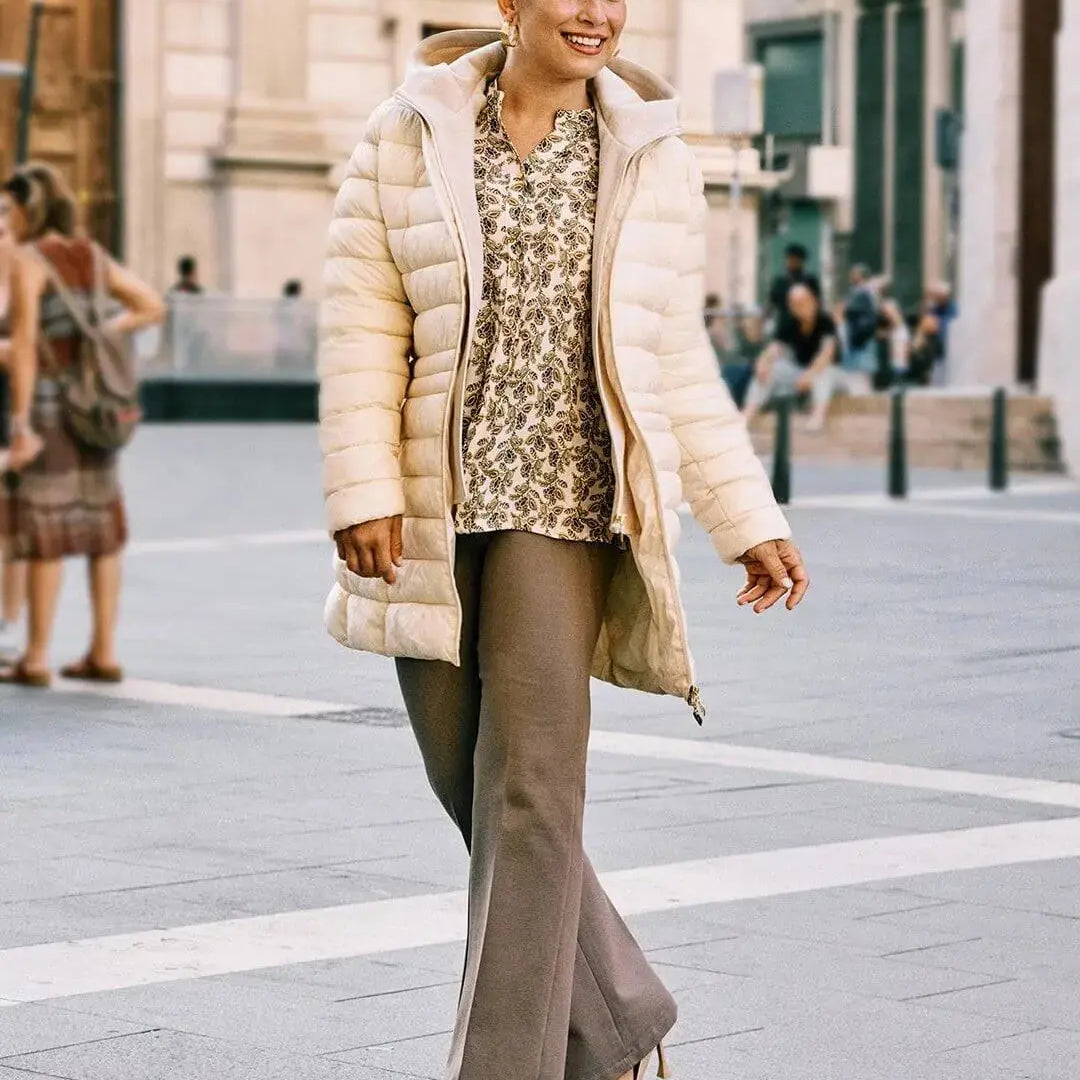 Giubbino in nylon trapuntato e panno BEIGE DORABELLA XXL