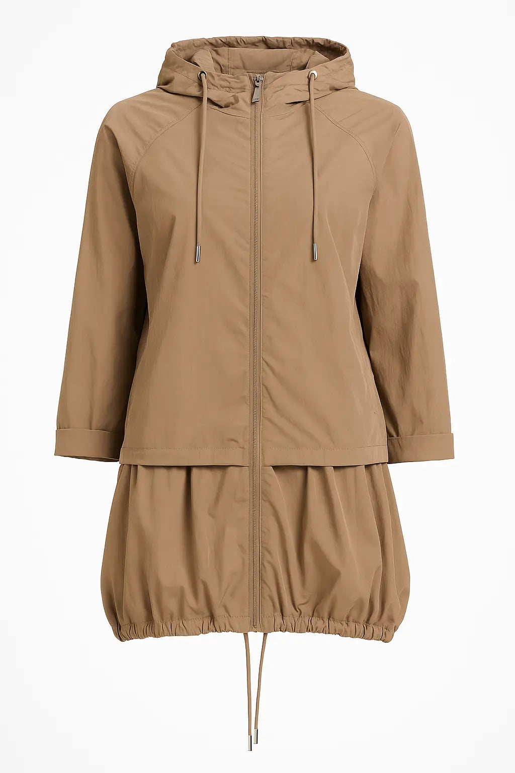 Giubbino leggero con cappuccio e design asimmetrico con balza DORABELLA