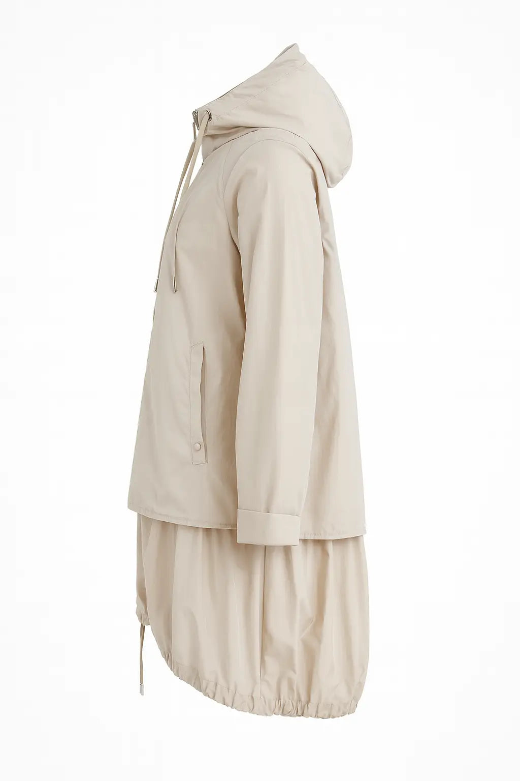 Giubbino leggero con cappuccio e design asimmetrico con balza DORABELLA