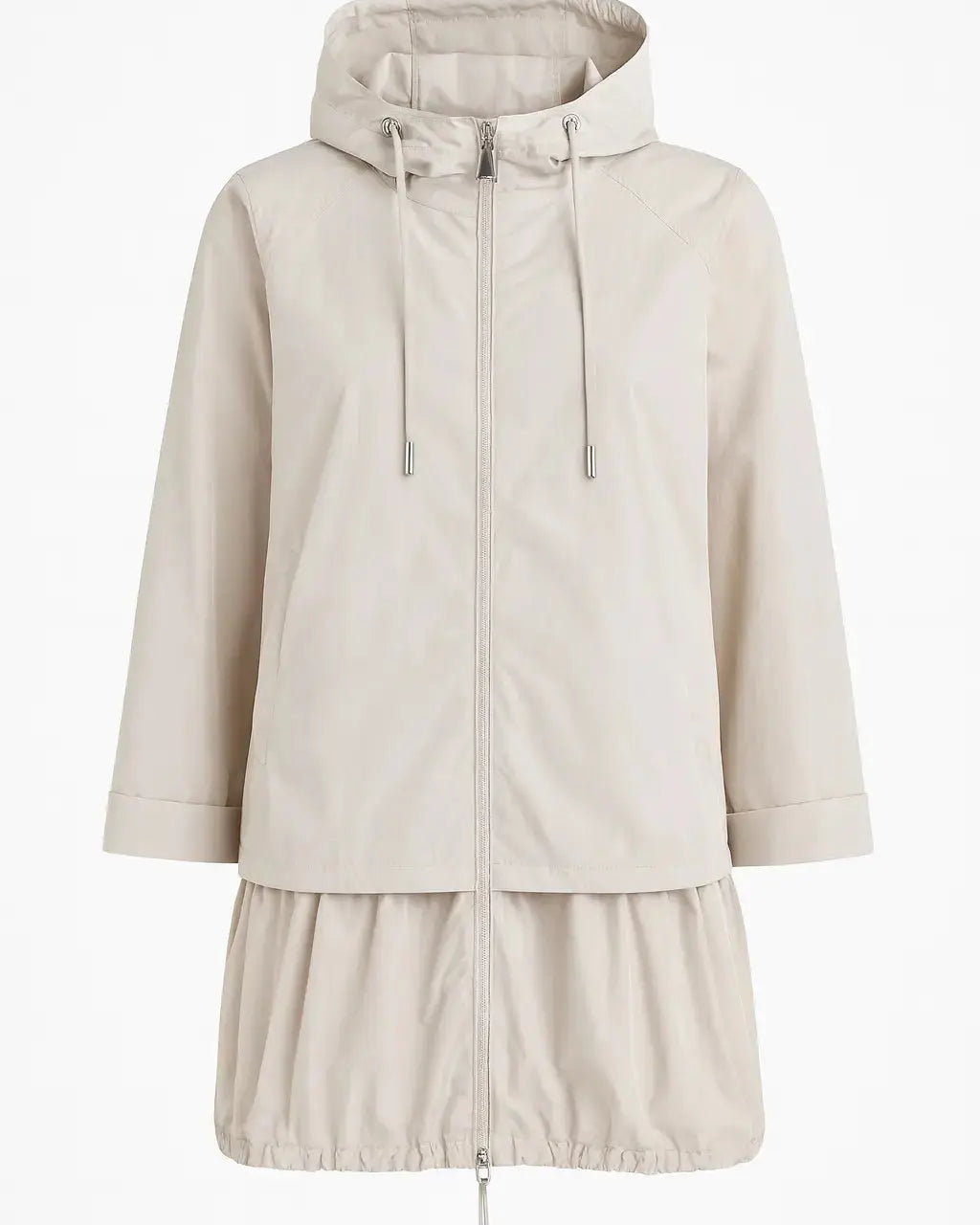 Giubbino leggero con cappuccio e design asimmetrico con balza DORABELLA
