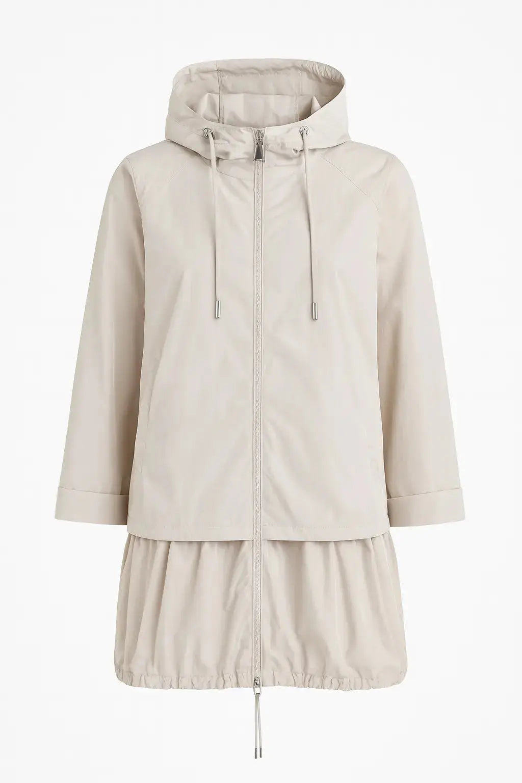 Giubbino leggero con cappuccio e design asimmetrico con balza DORABELLA