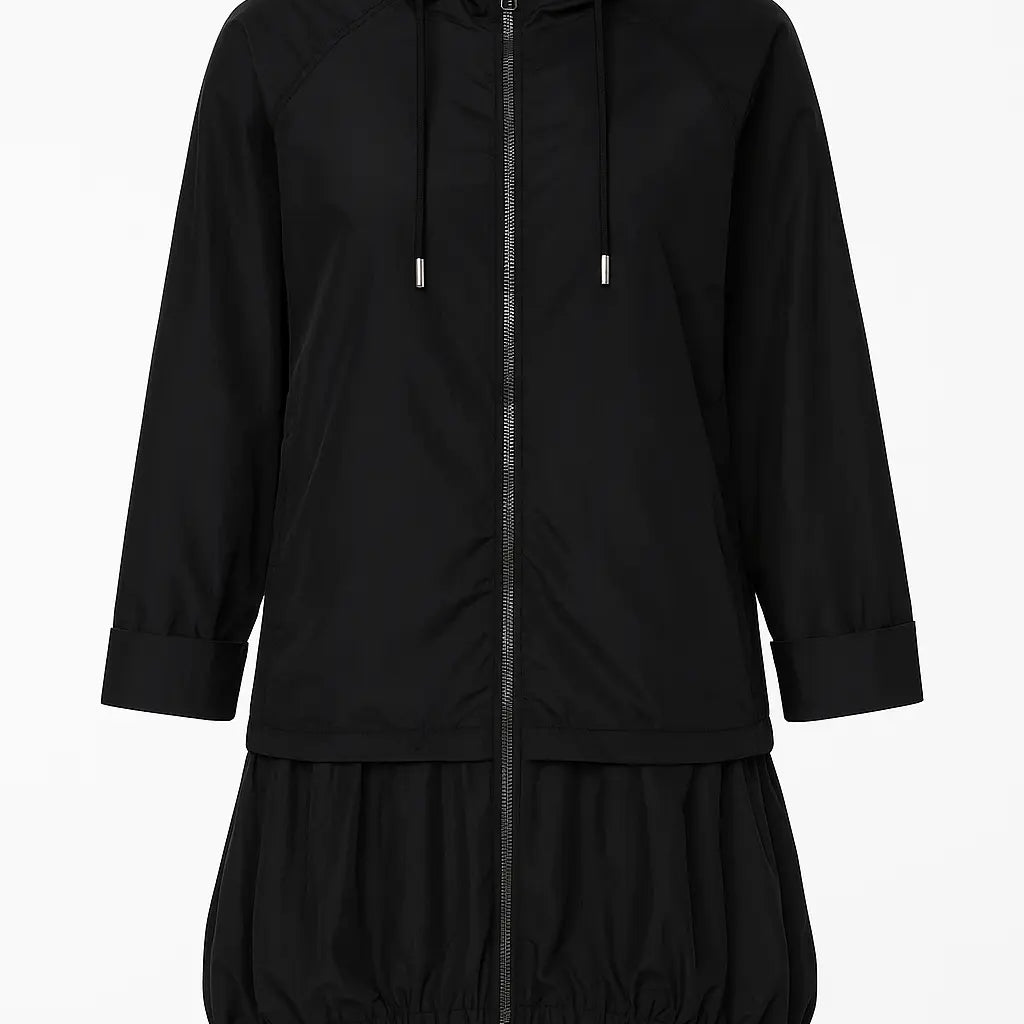 Giubbino leggero con cappuccio e design asimmetrico con balza DORABELLA