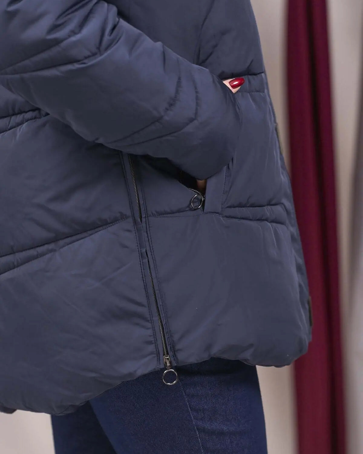 Giubbotto trapuntato con cappuccio ed ecopelliccia LIGHT BLUE DORABELLA PIU'