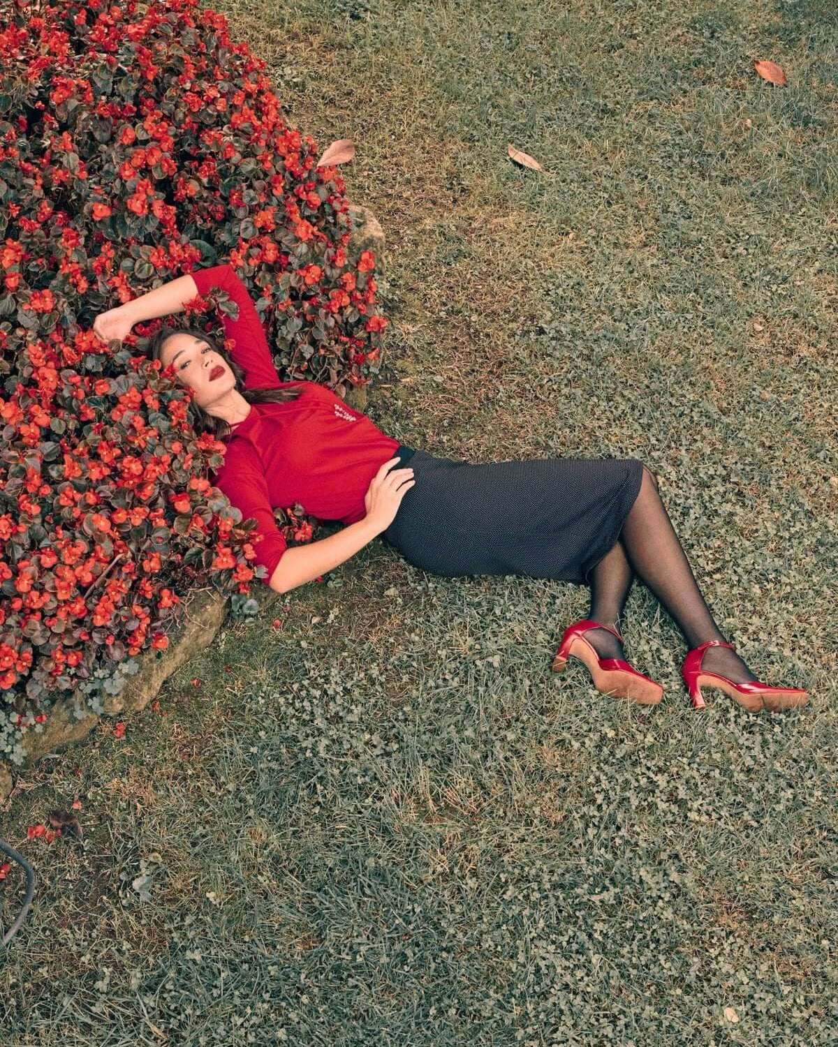 Gonna a tubino con motivo a fantasia e vita elastica NERO DORABELLA