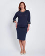 Gonna a tubino con spacco posteriore BLU DORABELLA PIU'