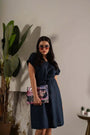 Gonna con coulisse in misto lino BLU DORABELLA XXL