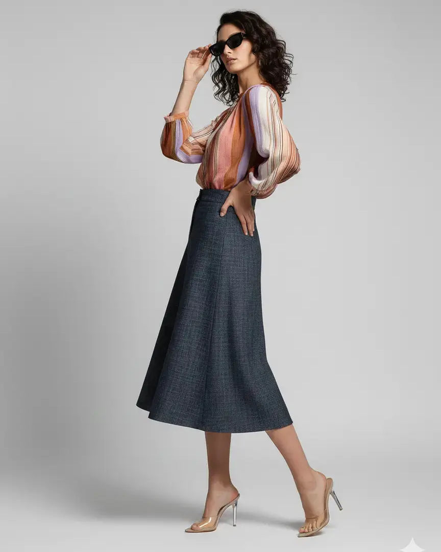 Gonna godet in jeans DORABELLA