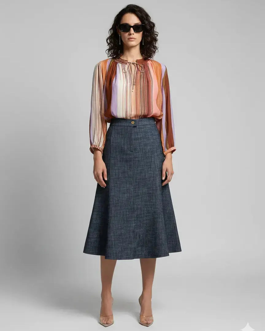 Gonna godet in jeans DORABELLA