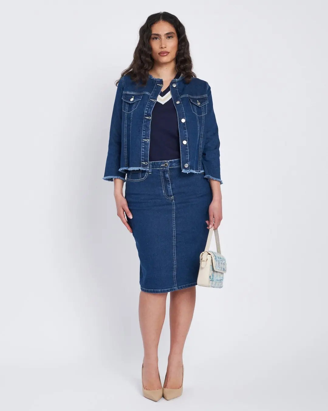 Gonna in denim con spacco posteriore DENIM DORABELLA