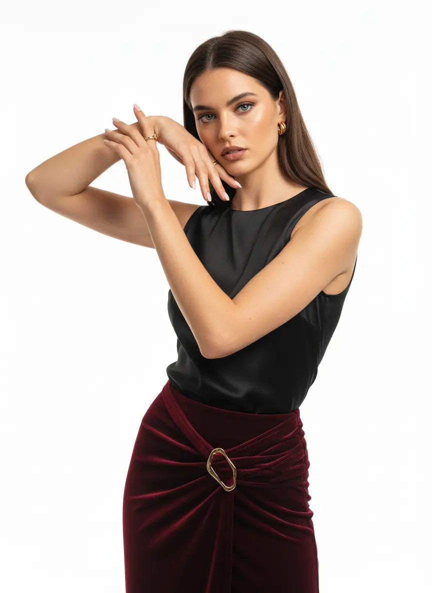 Gonna incrocio con dettaglio in oro IRONICA