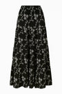 Gonna lunga a balze con bustino elasticizzato in cotone ricamato DORABELLA Nero-XXL