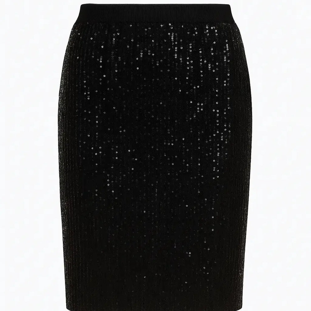 Gonna paillettes con bustino elastico DORABELLA XXL / Nero