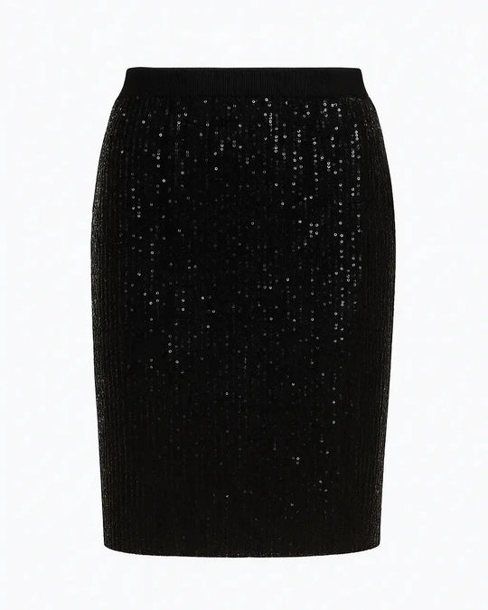 Gonna paillettes con bustino elastico DORABELLA XXL / Nero