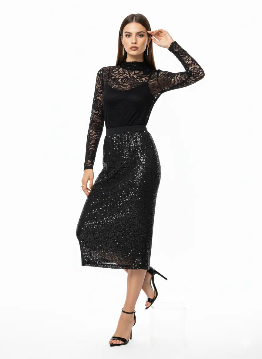 Gonna paillettes con bustino elastico DORABELLA