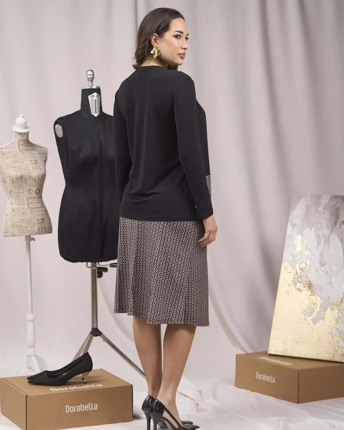 Gonna svasata in fantasia all over BEIGE DORABELLA