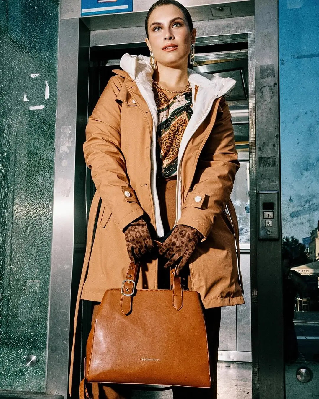 Guanti bimaterici in jersey e suede stampato con motivo animalier ANIMALIER DORABELLA UNICO