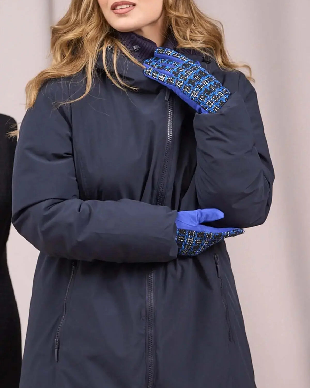 Guanti bimaterici in tessuto blucle fantasia DORABELLA