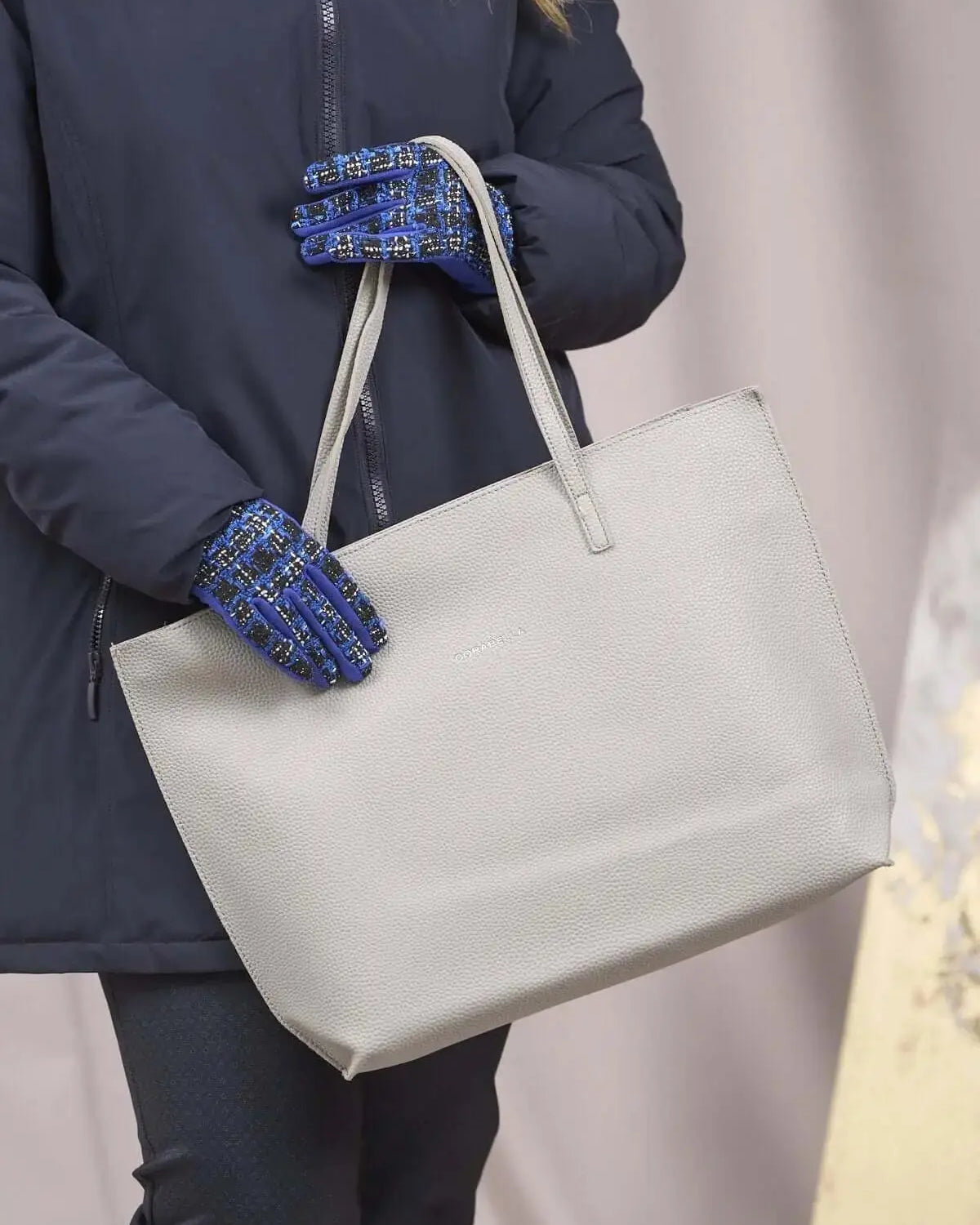 Guanti bimaterici in tessuto blucle fantasia DORABELLA