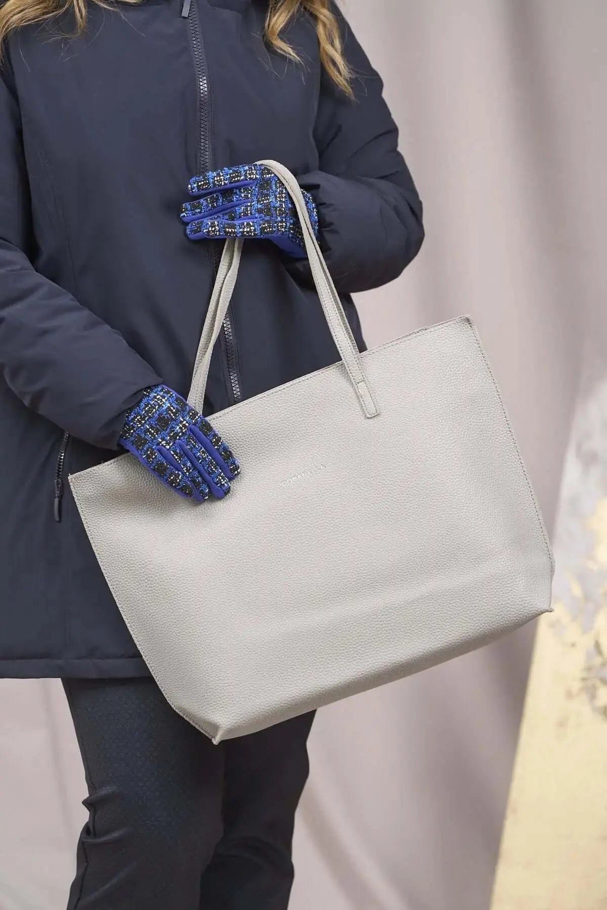 Guanti bimaterici in tessuto blucle fantasia DORABELLA