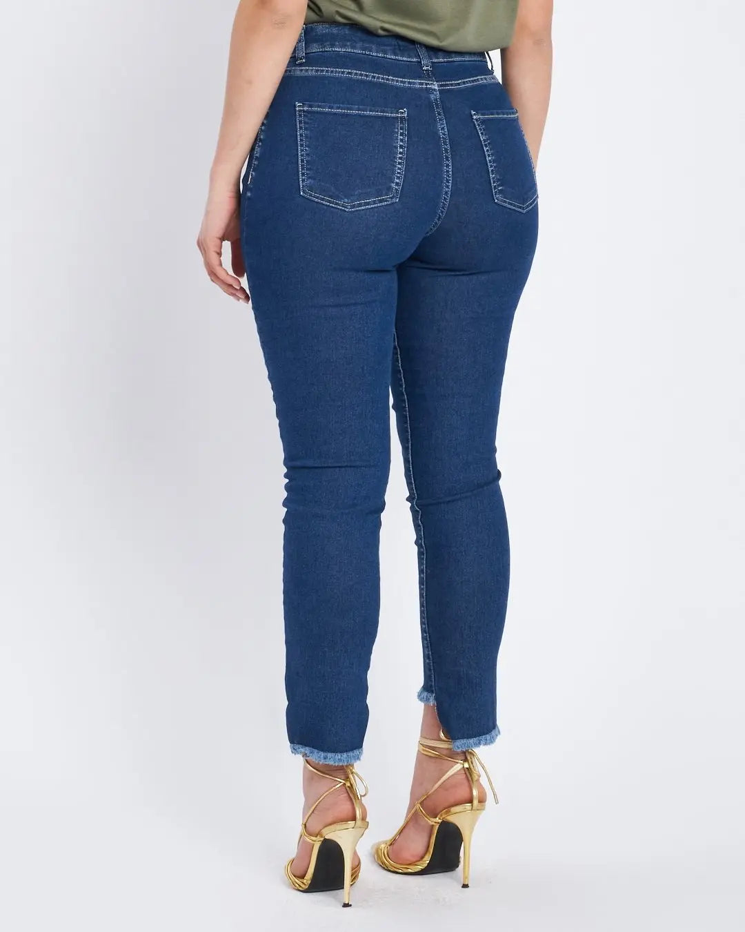 Jeans slim con orlo asimmetrico sfrangiato DENIM DORABELLA COUTURE