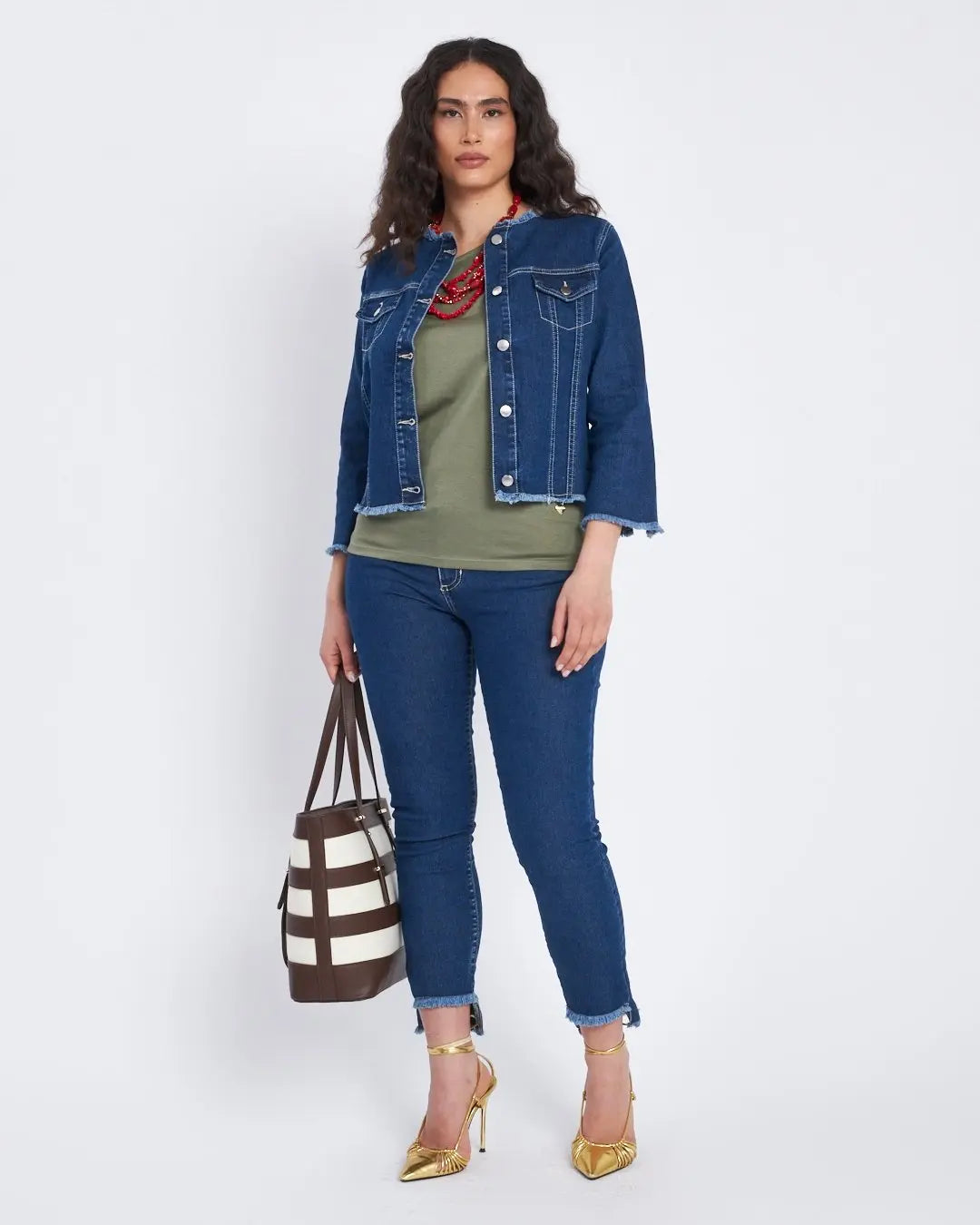 Jeans slim con orlo asimmetrico sfrangiato DENIM DORABELLA COUTURE