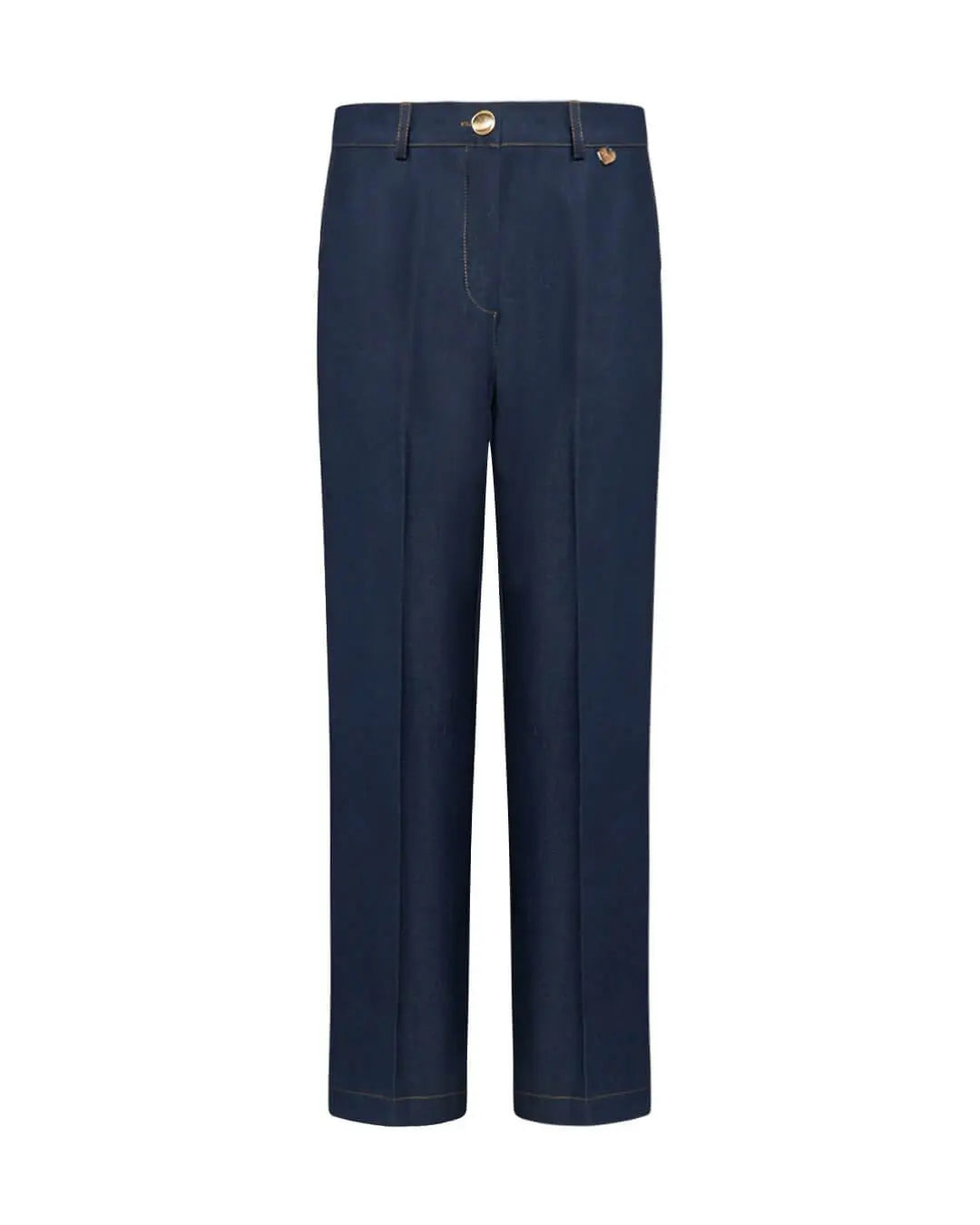 Jeans vita alta denim con bottone dorato BLU DORABELLA