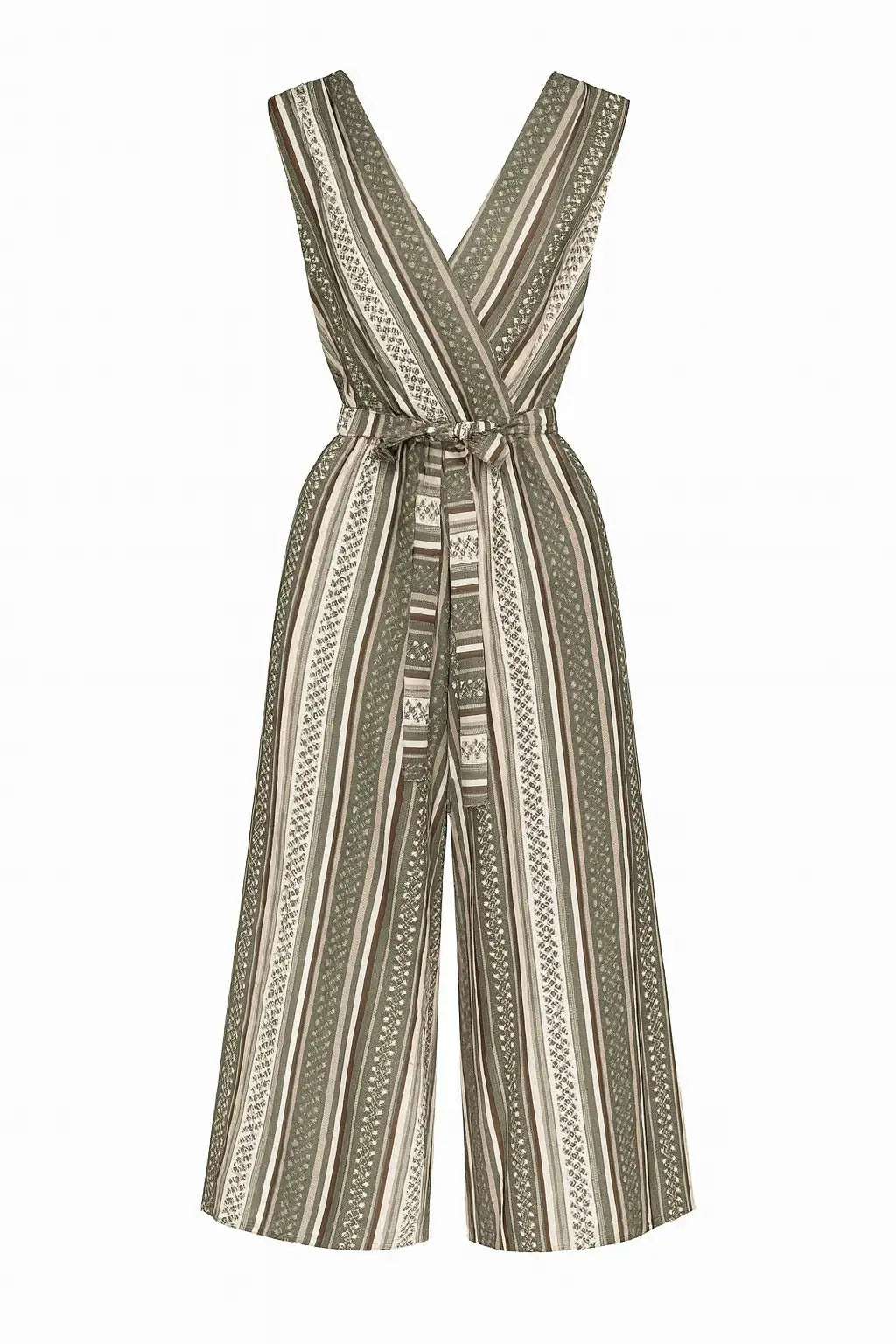 Jumpsuit ampia con scollo a "V" incrociato e fusciacca in vita Unica by Dorabella Militare / Taglia Unica (48/50 o XL/XXL)