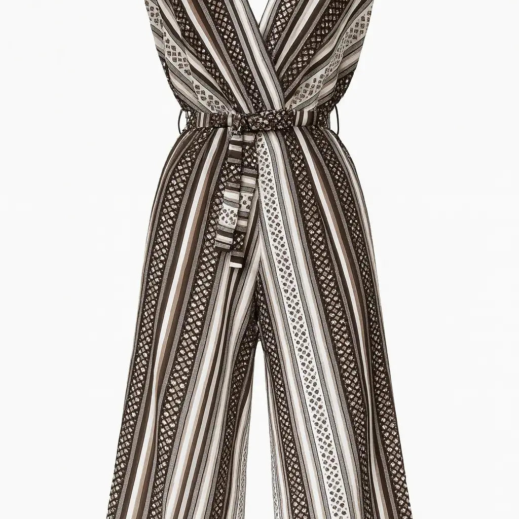 Jumpsuit ampia con scollo a "V" incrociato e fusciacca in vita Unica by Dorabella
