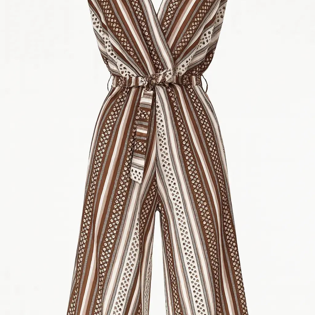 Jumpsuit ampia con scollo a "V" incrociato e fusciacca in vita Unica by Dorabella