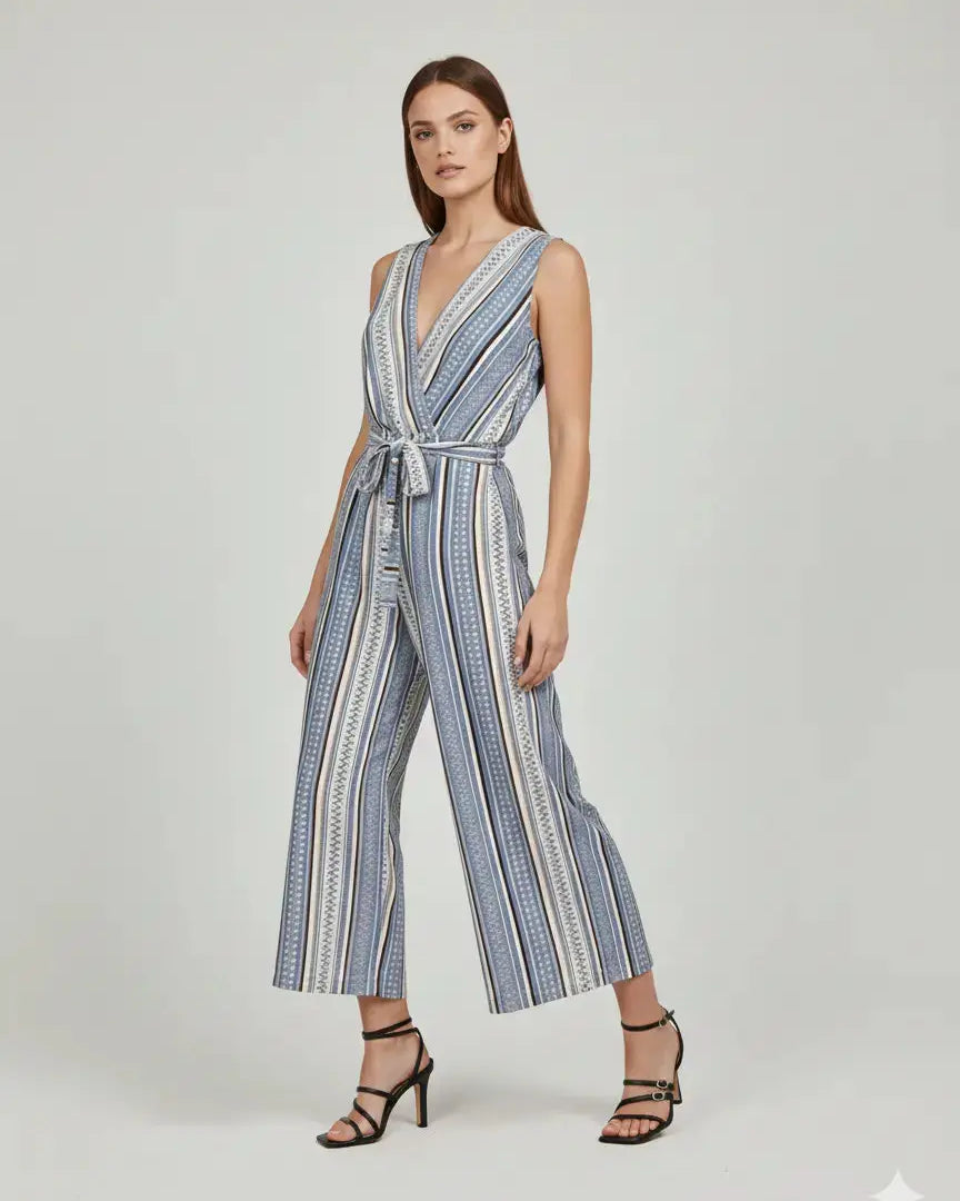 Jumpsuit ampia con scollo a "V" incrociato e fusciacca in vita Unica by Dorabella