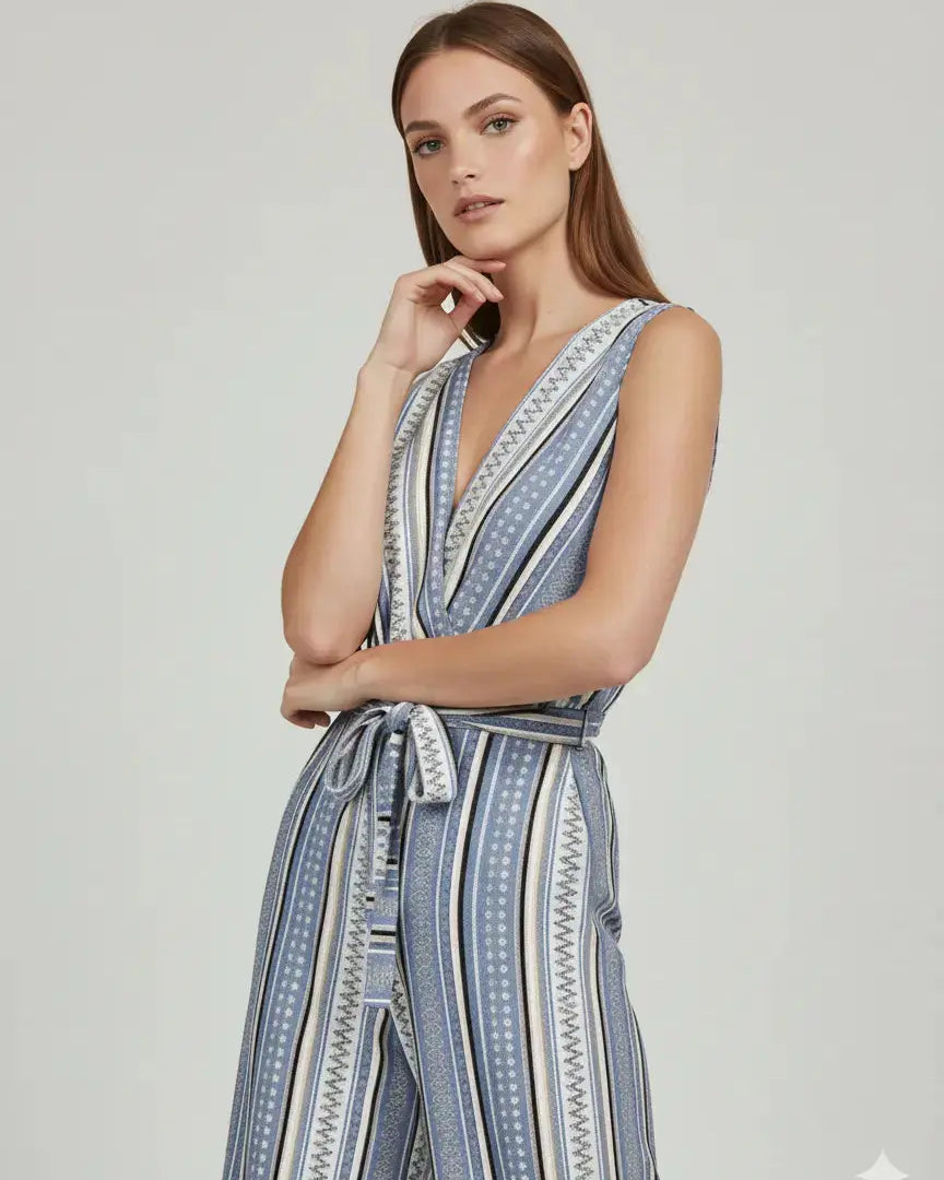 Jumpsuit ampia con scollo a "V" incrociato e fusciacca in vita Unica by Dorabella
