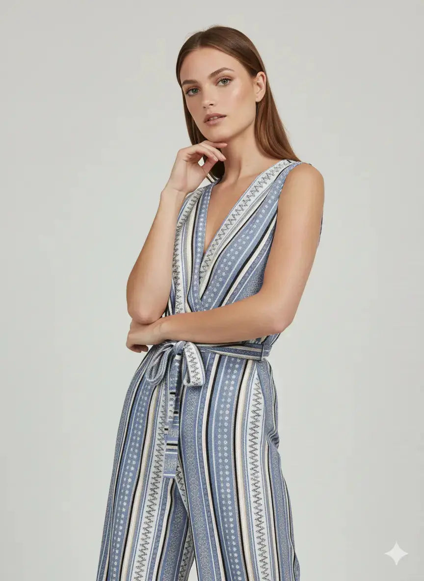 Jumpsuit ampia con scollo a "V" incrociato e fusciacca in vita Unica by Dorabella