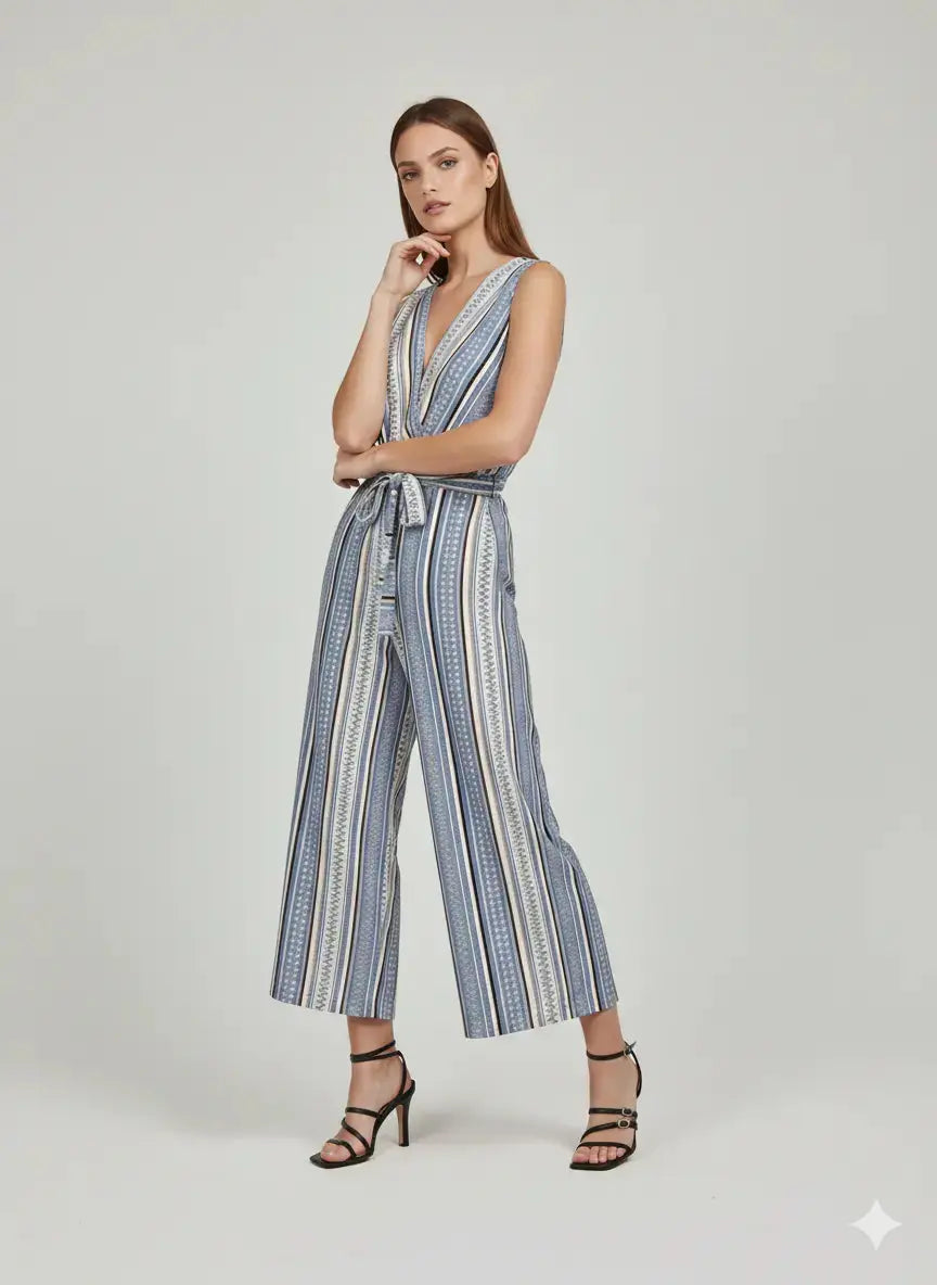 Jumpsuit ampia con scollo a "V" incrociato e fusciacca in vita Unica by Dorabella