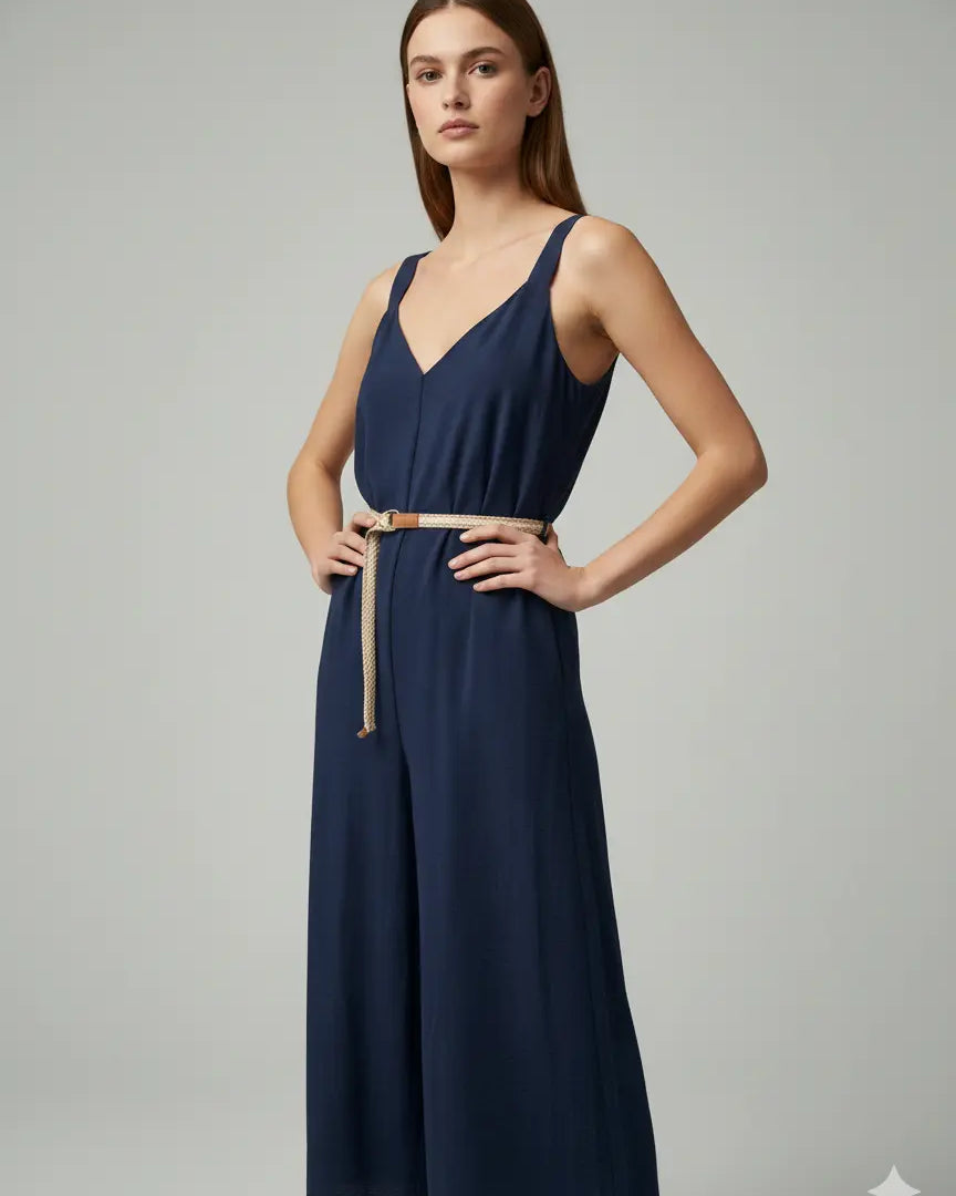 Jumpsuit con scollo a "V" e cinturino in vita Unica by Dorabella