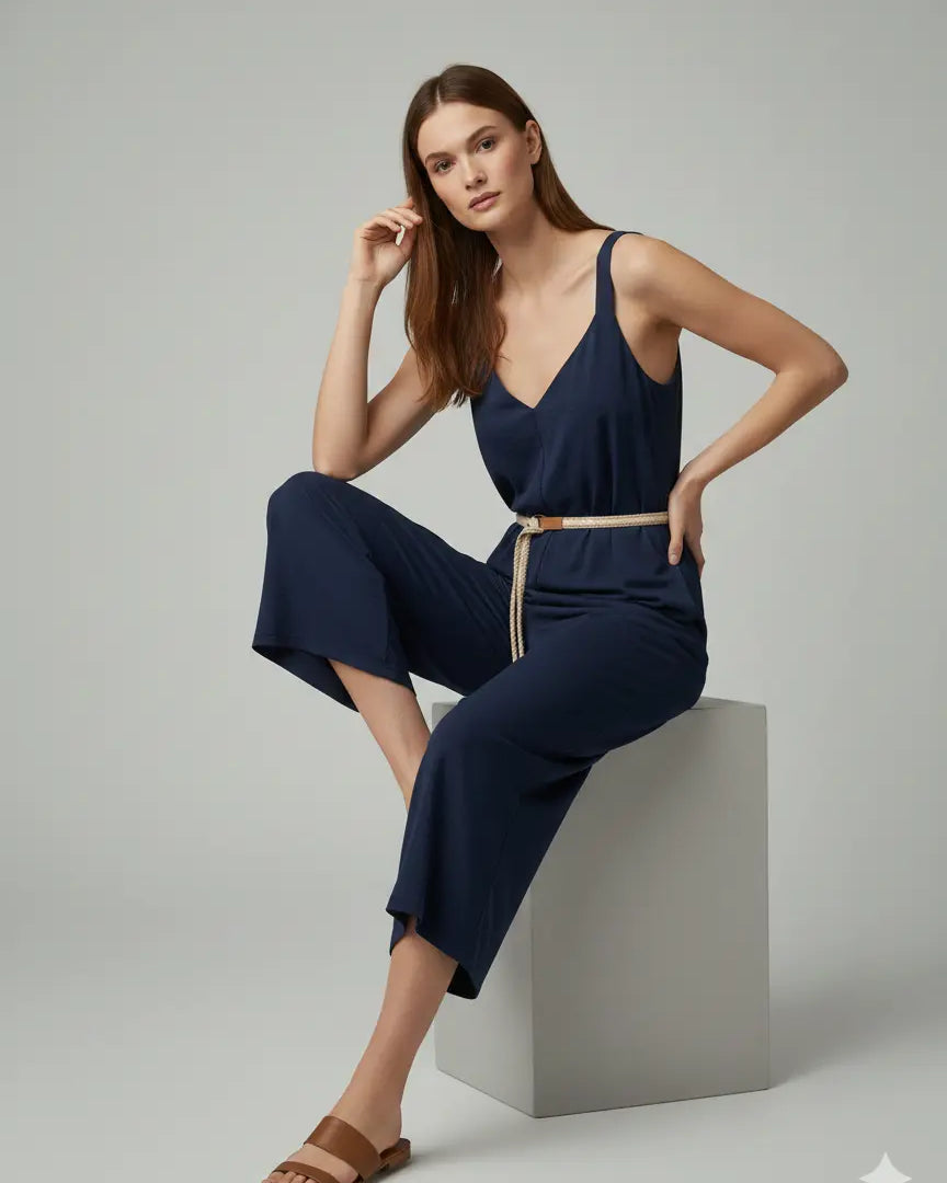 Jumpsuit con scollo a "V" e cinturino in vita Unica by Dorabella